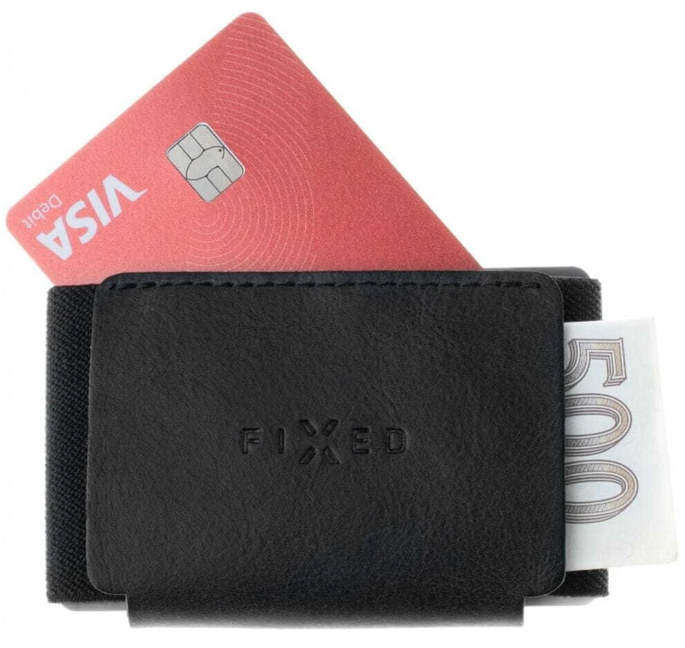 FIXED Tiny Wallet dėklas skirtas AirTag, juodos spalvos