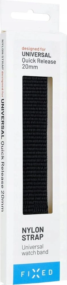 Fixed | Sporty Strap with Quick Release 20mm for Išmanusis laikrodis | 160-210 mm | Juodas | Nylon