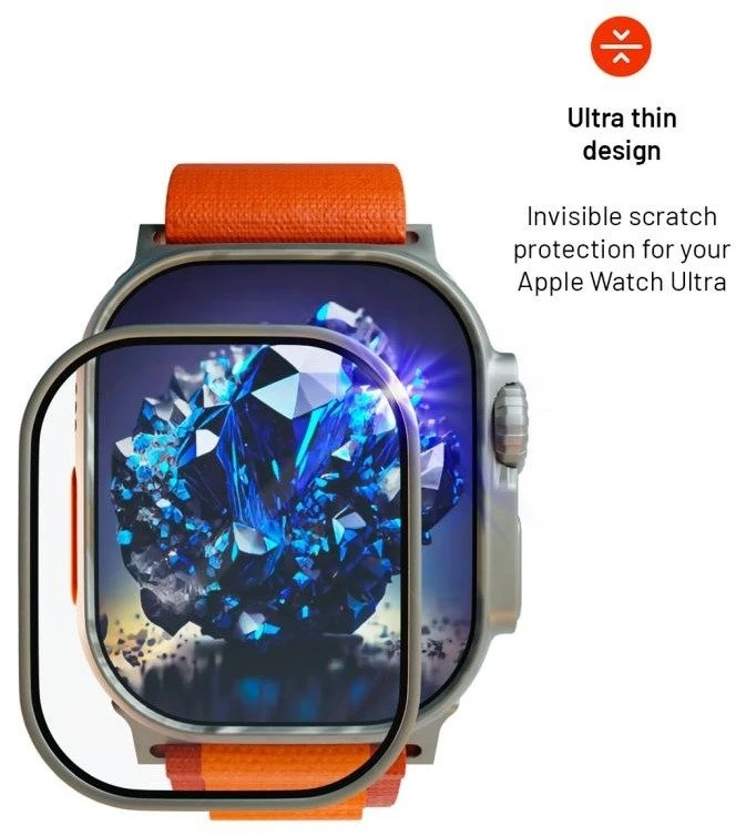 Fixed Fiksuotas safyrinis ekrano apsaugos dėklas „Apple Watch Ultra“ su plieniniu rėmeliu