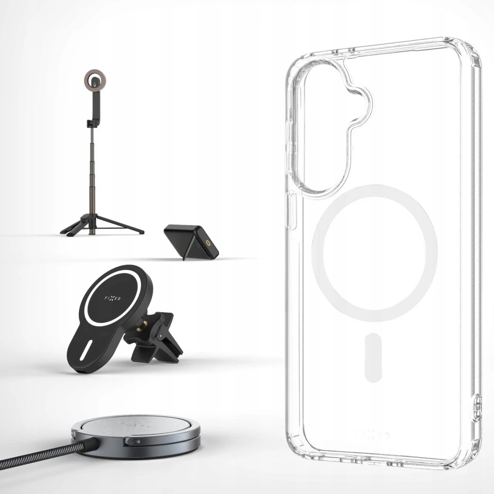Fixed Galinis dėklas FIXED MagPure su MagSafe atrama, skirtas Samsung Galaxy A37 5G, permatomas