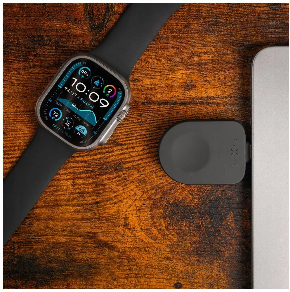 Fixed Fiksuotas USB-C įkrovimo adapteris, skirtas „Apple Watch“ laikrodžiui, suderinamas su „Powerstation Uni“, Juodas