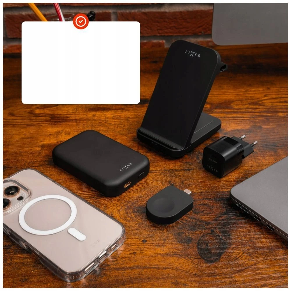 Fixed Fiksuotas USB-C įkrovimo adapteris, skirtas „Apple Watch“ laikrodžiui, suderinamas su „Powerstation Uni“, Juodas