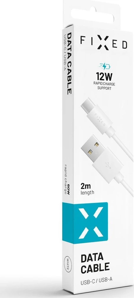 Fixed Ištaisyta | Duomenų ir įkrovimo kabelis su USB/USB-C jungtimis | Baltas