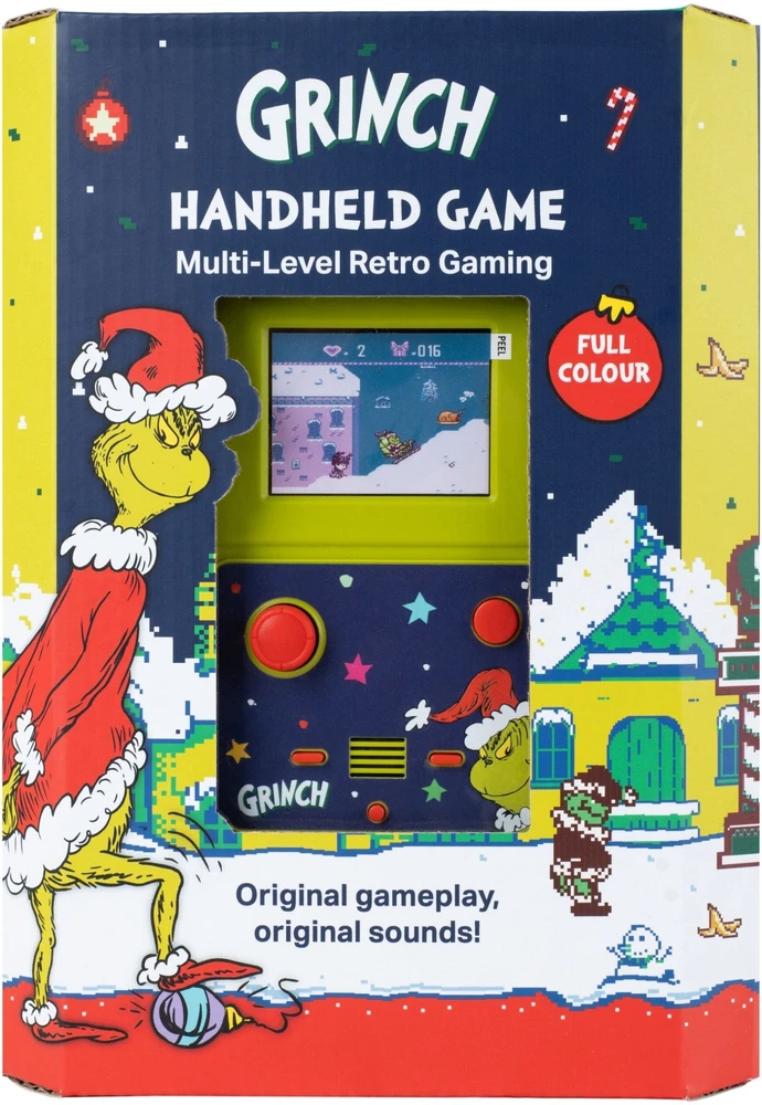 Fizz Creations Nešiojama retro arkadinė konsolė Mini spalvotas ekranas 2,5'' The Grinch Grincz (330195) (SB12261)