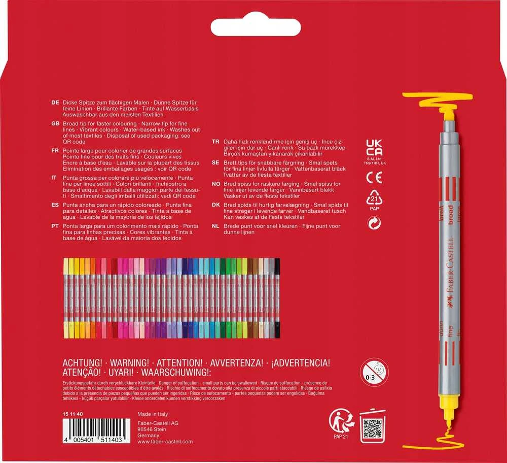 Dvipusiai flomasteriai Faber-Castell, 40 spalvų