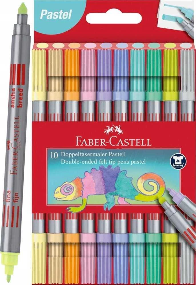 Flomasteriai Faber-Castell skirtingų storių, 10 pastelinių spalvų