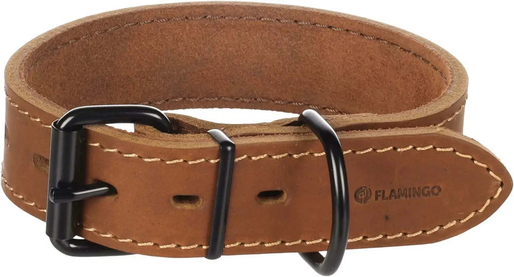 Flamingo Dog collar Montana cognac 35-45CM 35MM