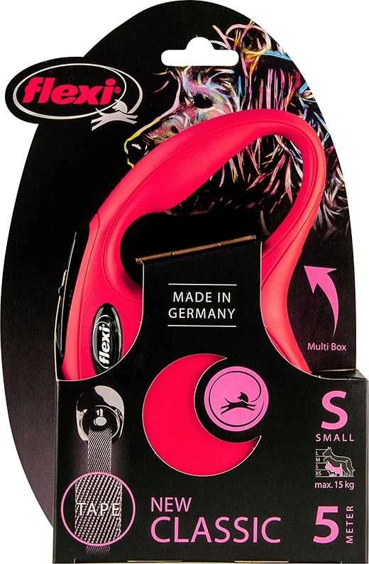 Flexi New Classic S pavadėlis šunims iki 15kg juostinis 5m raudonos spalvos