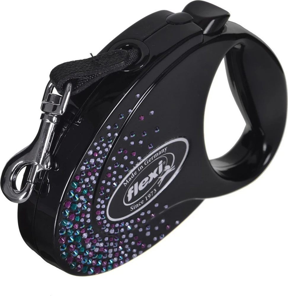 Flexi FLEXI Glam Splash Mystic pavadėlis, M TAPE 5 m, juodas
