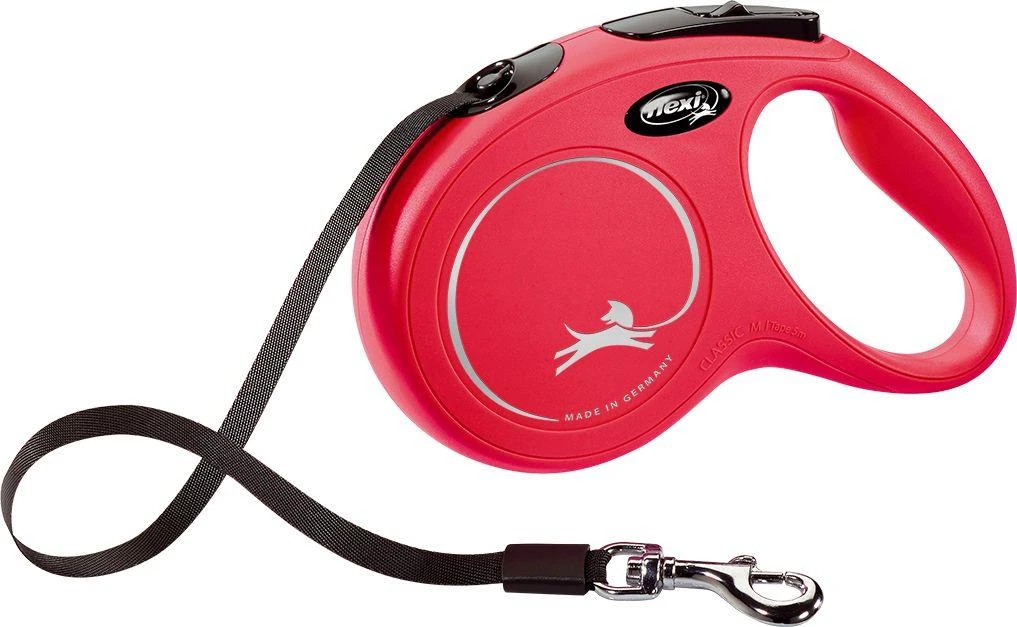 Flexi New Classic M pavadėlis šunims iki 25kg juostinis 5m raudonos spalvos