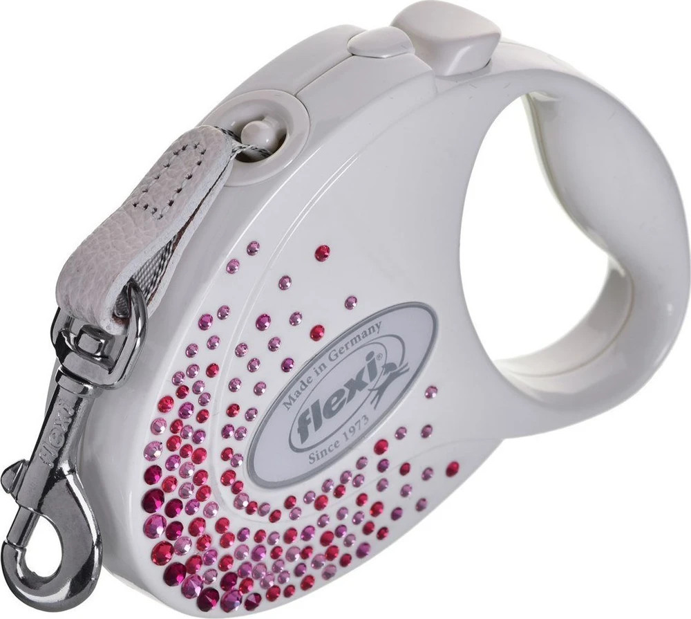 Flexi FLEXI Smycz Glam Splash Rožinė, S TAŚMA 3m, balta