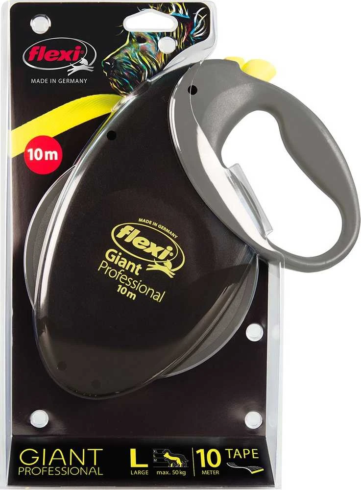Flexi Giant Profesional Automatinis juostinis pavadėlis, 10 m / šunims iki 50kg / spalva: juoda ir pilka