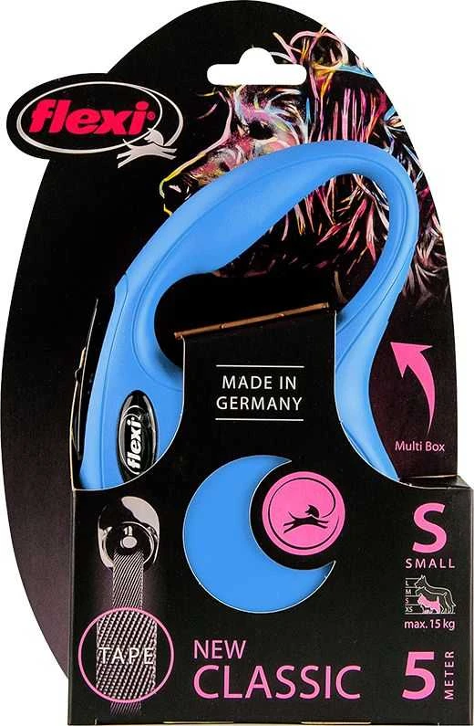 Flexi New Classic S pavadėlis šunims iki 15kg juostinis 5m mėlynos spalvos