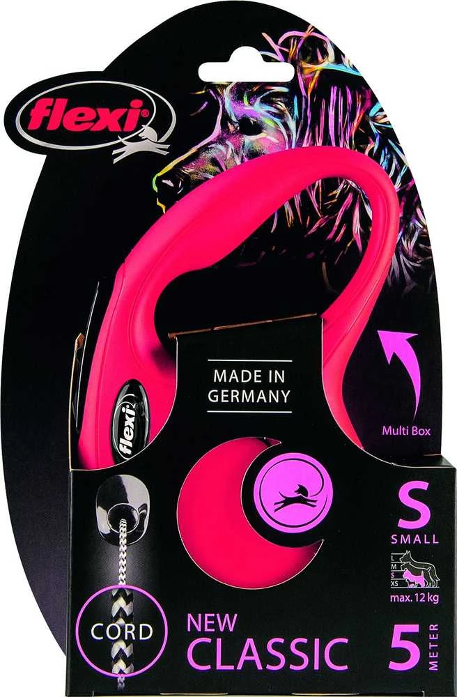 Flexi New Classic S pavadėlis šunims iki 12kg virvinis 5m raudonos spalvos