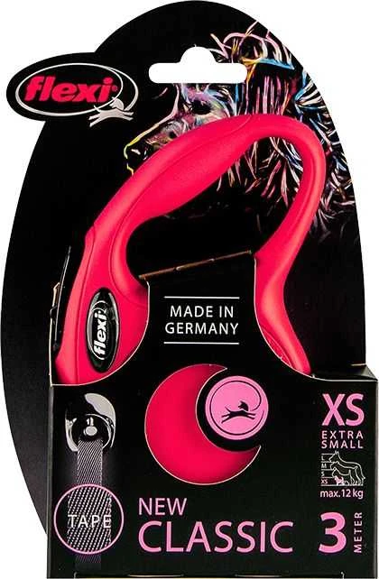 Flexi New Classic XS pavadėlis šunims iki 12kg juostinis 3m raudonos spalvos