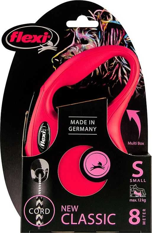 Flexi New Classic S pavadėlis šunims iki 12kg virvinis 8m raudonos spalvos