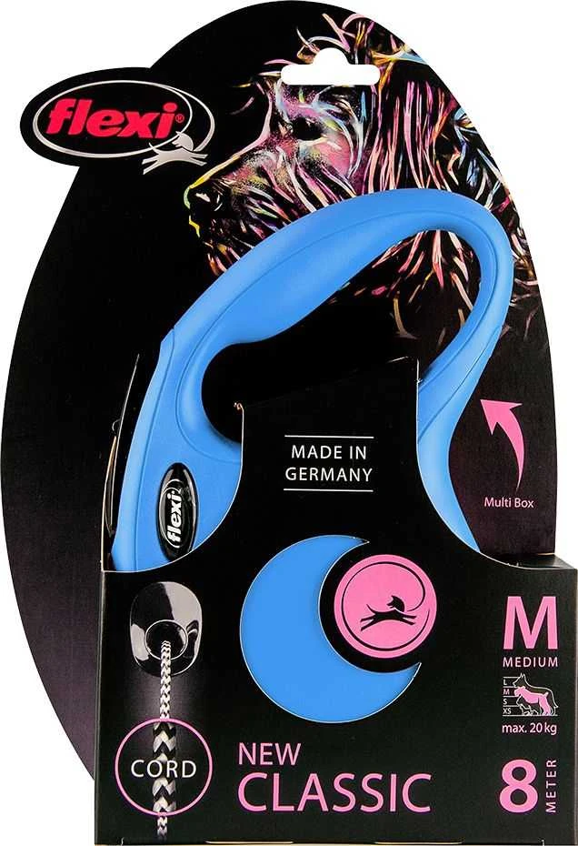 Flexi automatinis pavadėlis New Classic M, mėlynas, 8 m