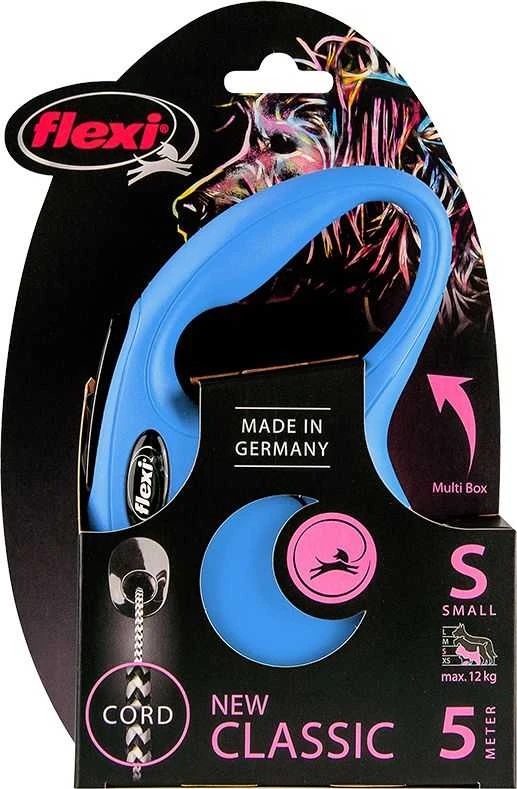 Flexi New Classic S pavadėlis šunims iki 12kg virvinis 5m mėlynos spalvos