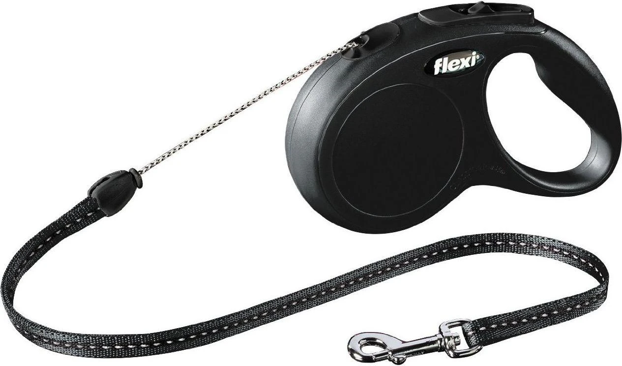 Flexi New Classic S pavadėlis šunims iki 12kg virvinis 8m juodos spalvos