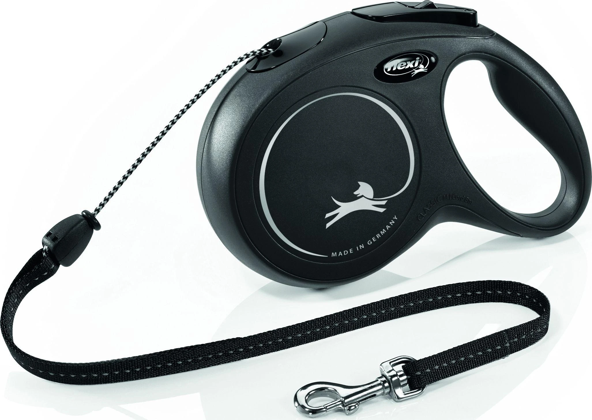 Flexi New Classic M pavadėlis šunims iki 20kg virvinis 8m juodos spalvos
