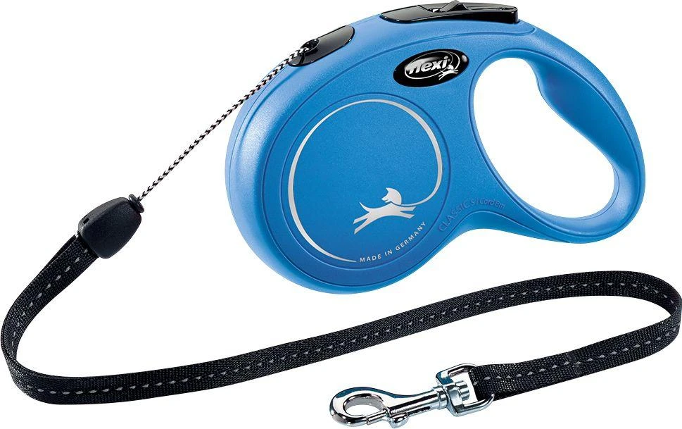 Flexi New Classic S pavadėlis šunims iki 12kg virvinis 8m mėlynos spalvos