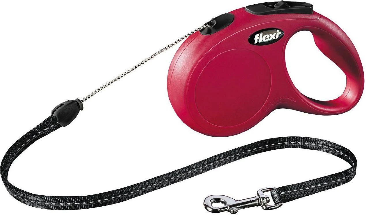 Flexi New Classic S pavadėlis šunims iki 12kg virvinis 8m raudonos spalvos