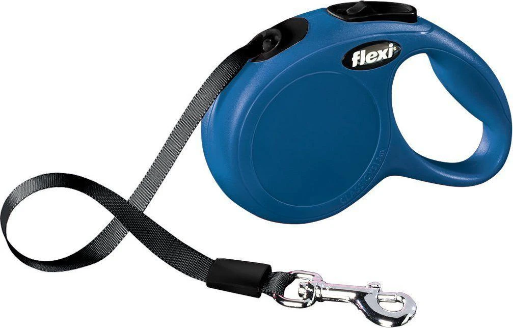 Flexi New Classic XS pavadėlis šunims iki 12kg juostinis 3m mėlynos spalvos