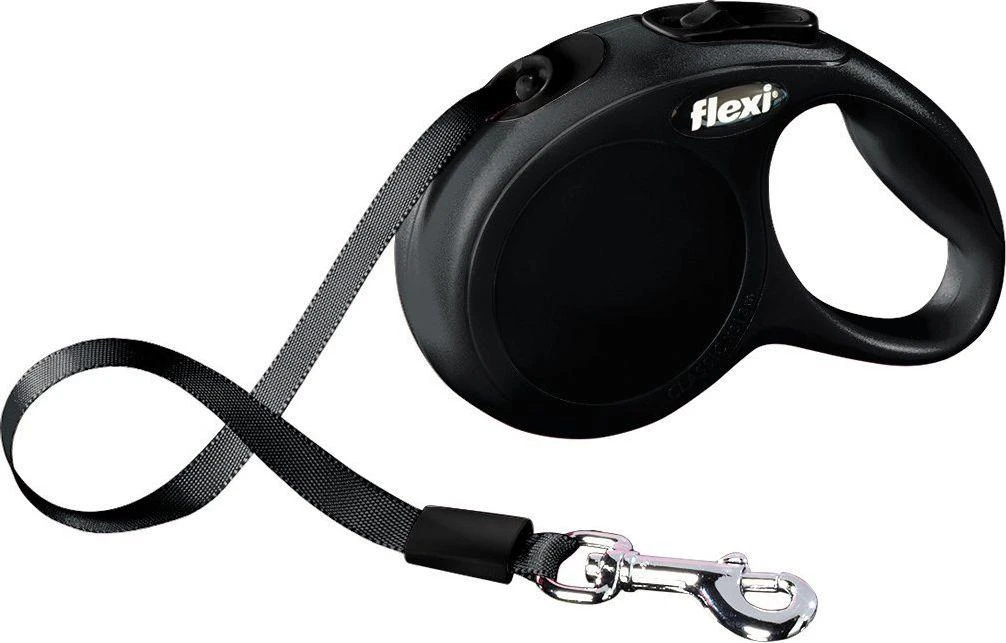 Flexi New Classic XS pavadėlis šunims iki 12kg juostinis 3m juodos spalvos