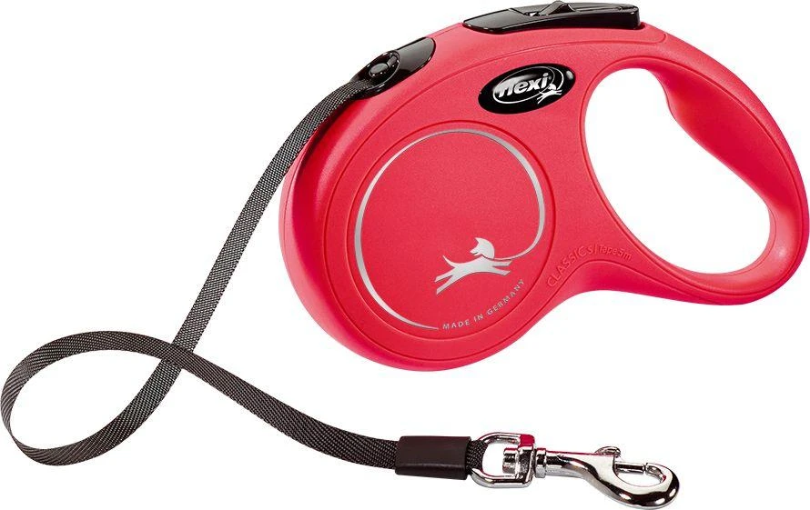 Flexi New Classic S pavadėlis šunims iki 15kg juostinis 5m raudonos spalvos