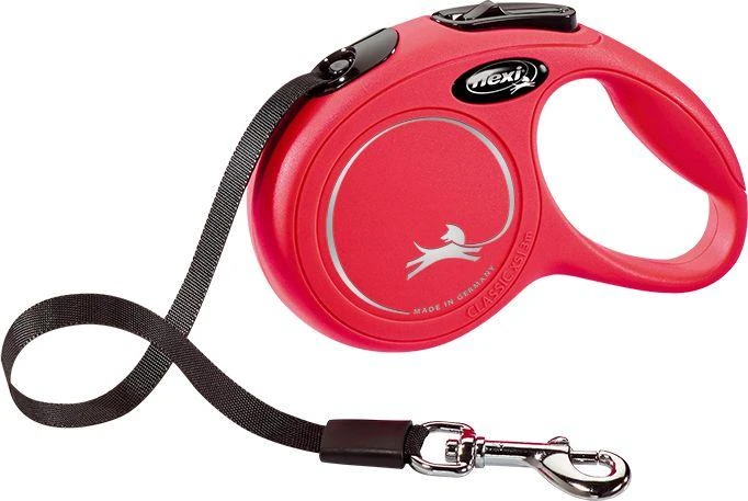 Flexi New Classic XS pavadėlis šunims iki 12kg juostinis 3m raudonos spalvos