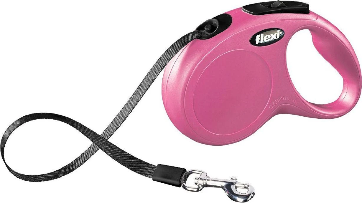 FLEXI pavadėlis šuniui New Classic S juostinis, 5 m, rožinis