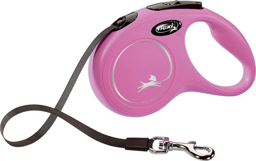 FLEXI pavadėlis šuniui New Classic S juostinis, 5 m, rožinis