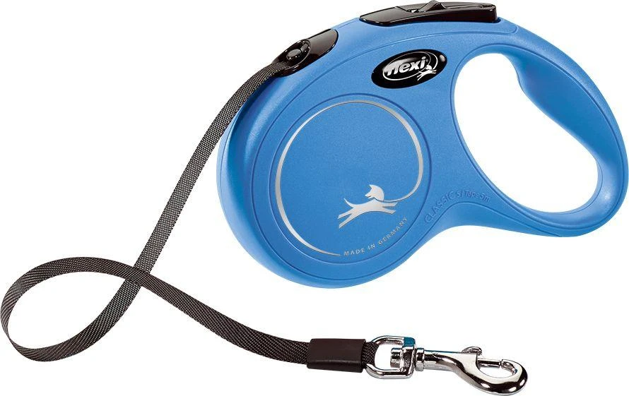 Flexi New Classic S pavadėlis šunims iki 15kg juostinis 5m mėlynos spalvos