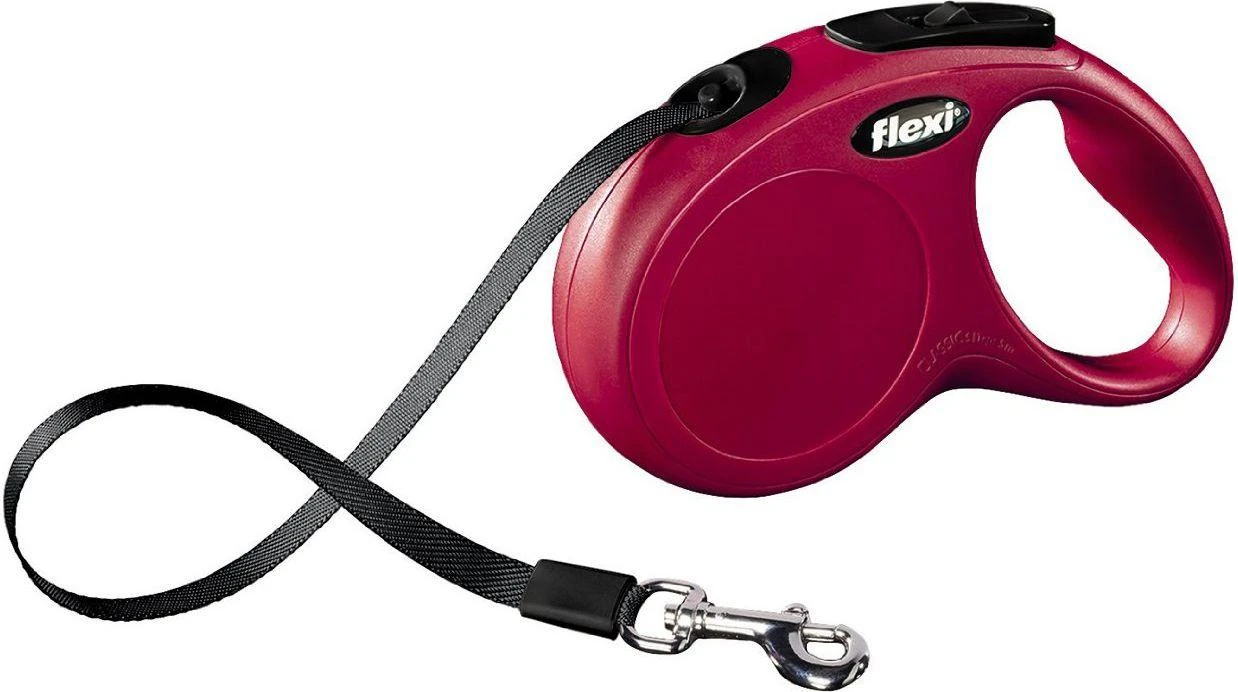 Flexi New Classic S pavadėlis šunims iki 15kg juostinis 5m raudonos spalvos