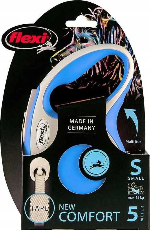 Flexi New Comfort S pavadėlis šunims iki 15kg juostinis 5m mėlynos spalvos