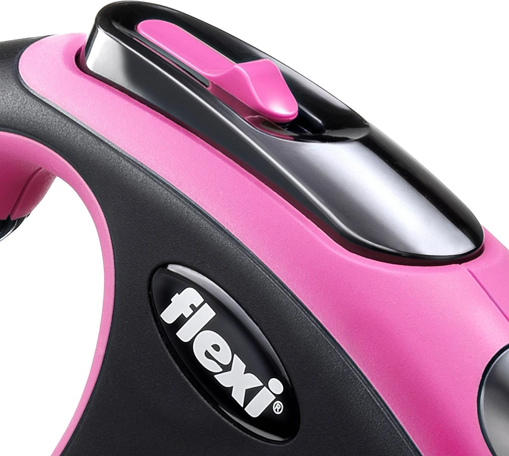 Flexi New Comfort M pavadėlis šunims iki 25kg juostinis 5m rožinės spalvos