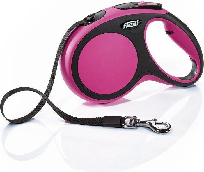 Flexi New Comfort M pavadėlis šunims iki 25kg juostinis 5m rožinės spalvos