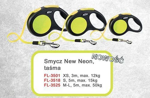 Flexi New Neon M pavadėlis šunims iki 25kg juostinis 5m geltonos spalvos