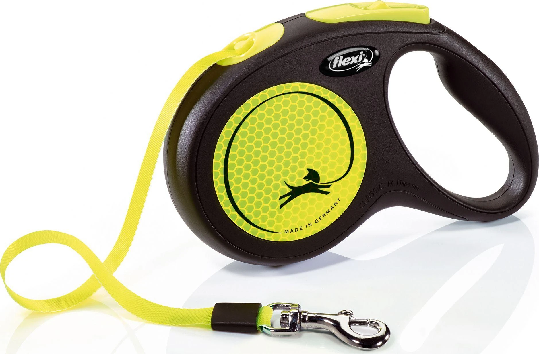 Flexi New Neon M pavadėlis šunims iki 25kg juostinis 5m geltonos spalvos