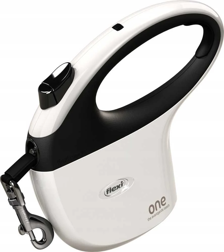 Trixie FLEXI One for All M baltas - juodas - automatinis šunų pavadėlis iki 30 kg - 5 m