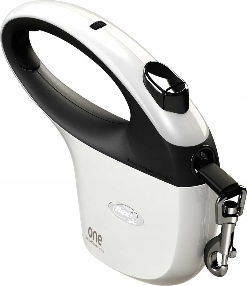 Trixie FLEXI One for All M baltas - juodas - automatinis šunų pavadėlis iki 30 kg - 5 m