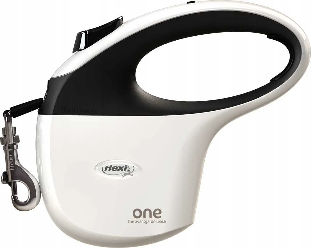 Trixie FLEXI One for All M baltas - juodas - automatinis šunų pavadėlis iki 30 kg - 5 m