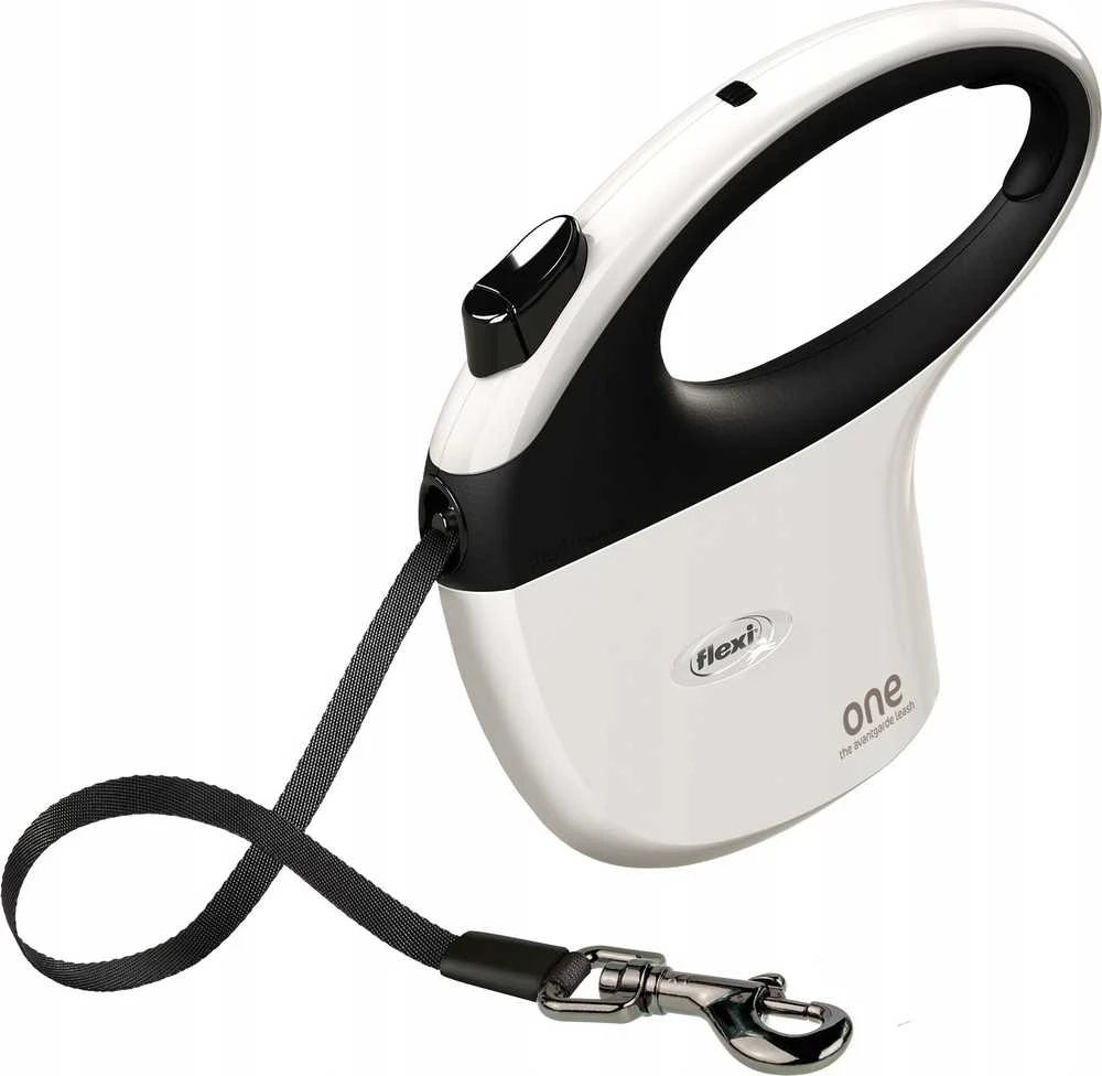 Trixie FLEXI One for All M baltas - juodas - automatinis šunų pavadėlis iki 30 kg - 5 m