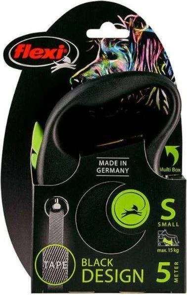 Trixie Pavadėlis Flexi New Juodas DESIGN, su juosta, S 5 m, žalias