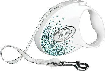 Flexi Smycz šuniui Glam Splash Leaf balta 5m