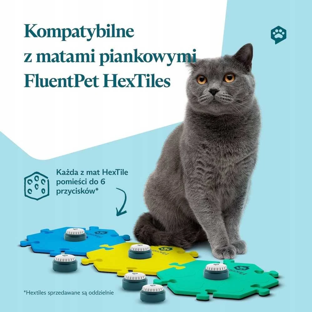 FluentPet mygtukai su spalvotais HexTiles pagrindais ir kate
