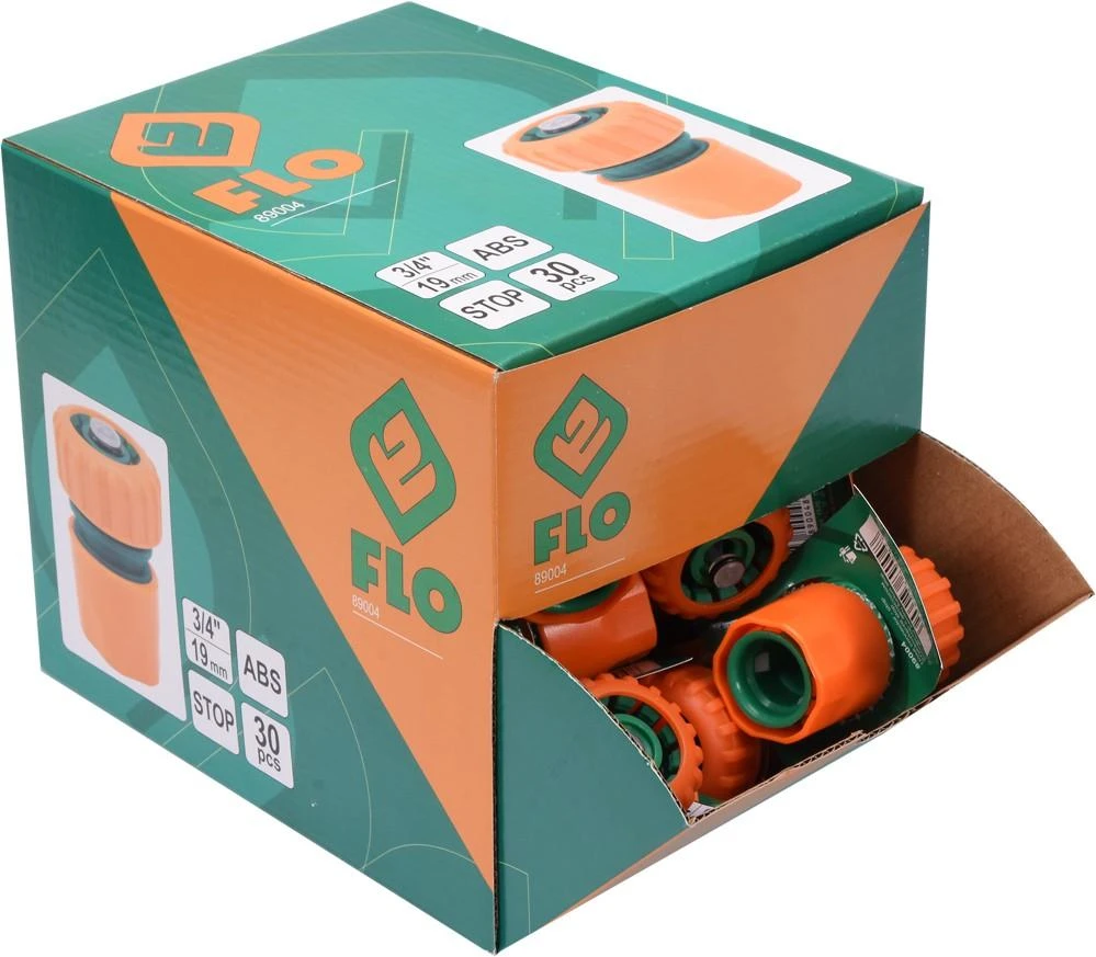 FLO SZYBKOZŁĄCZE DO WĘŻA OGRODOWEGO 3/4" Z FUNKCJĄ STOP BOX-30vnt.