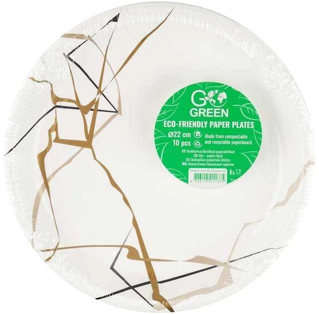 Gogreen „Go Žalias“ popierinės lėkštutės „Go Žalias“ 22 cm, 10 vnt.