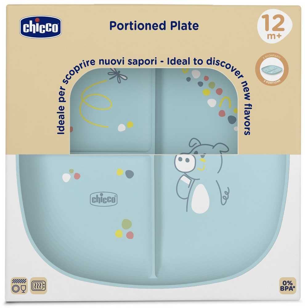 Chicco 3 dalių lėkštė mėlyna 12 mėn.+