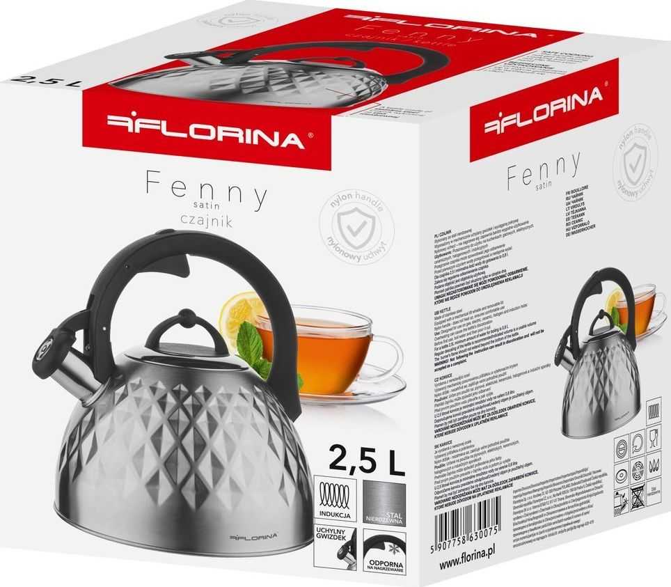 Florina Nerūdijančio plieno indukcinis ir dujinis virdulys Florina Fenny Satin 2,5 l